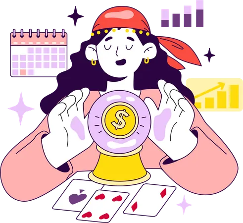 Girl doing financial analysis  Illustration