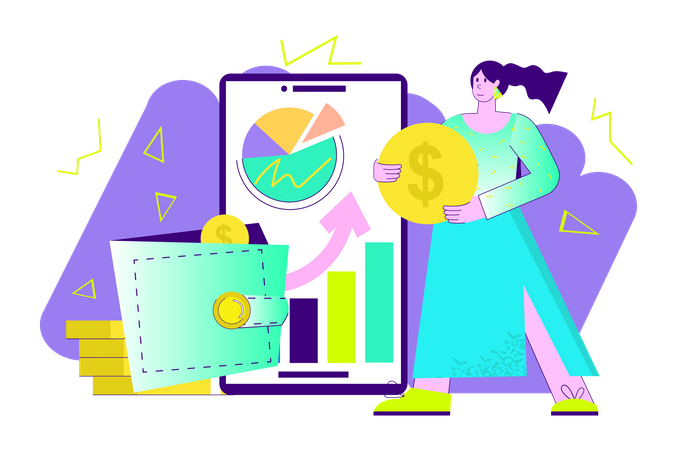 Girl doing financial analysis  Illustration