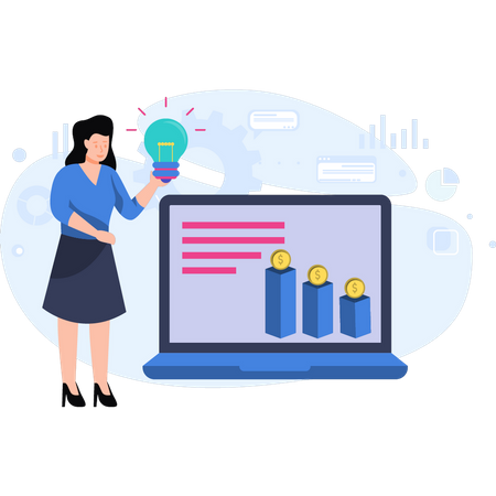 Girl doing financial analysis  Illustration