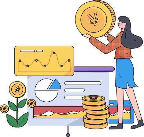 Girl doing financial analysis  Illustration