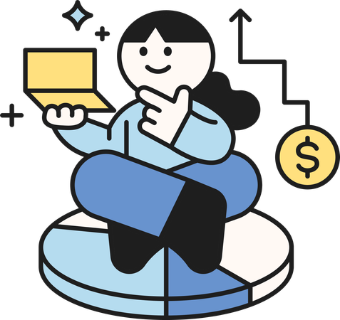 Girl doing financial analysis  Illustration
