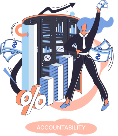 Girl doing Financial audit  Illustration