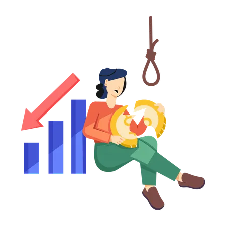 Girl doing Financial Suicide  Illustration