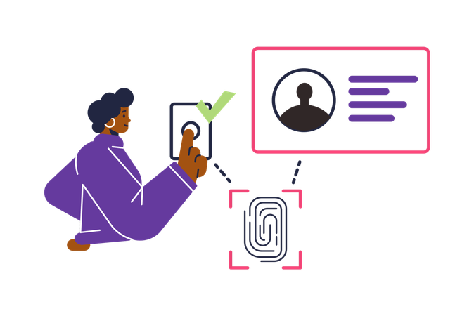 Girl doing fingerprint recognition  Illustration