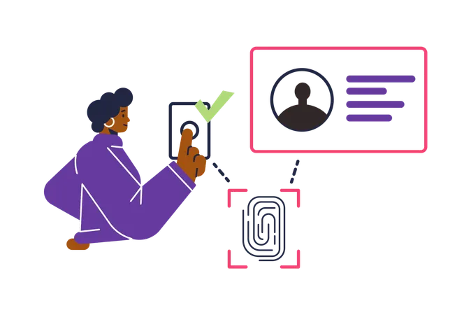 Girl doing fingerprint recognition  Illustration
