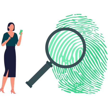 Girl doing fingerprint research  Illustration