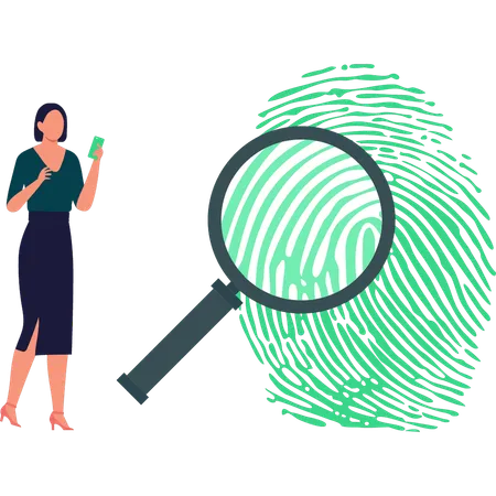 Girl doing fingerprint research  Illustration