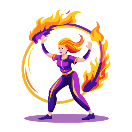 Girl doing fire performance  Illustration