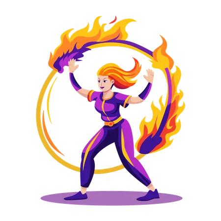 Girl doing fire performance  Illustration