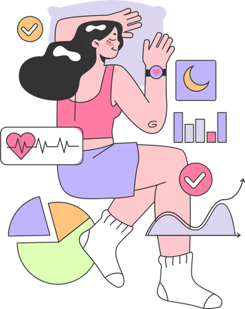 Girl Doing fitness analysis  Illustration