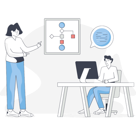 Girl doing flowchart presentation  Illustration