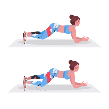 Girl doing Forearm plank with knee dip  Illustration