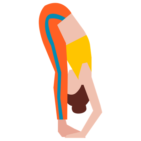 Girl doing forward fold yoga pose Illustration