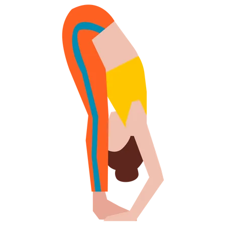 Girl doing forward fold yoga pose  일러스트레이션