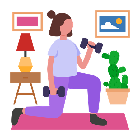 Girl doing Full Body Morning Workout  Illustration