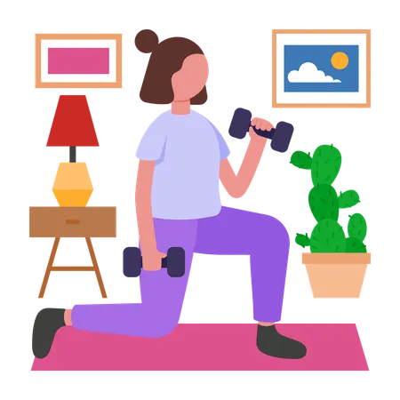 Girl doing Full Body Morning Workout  Illustration