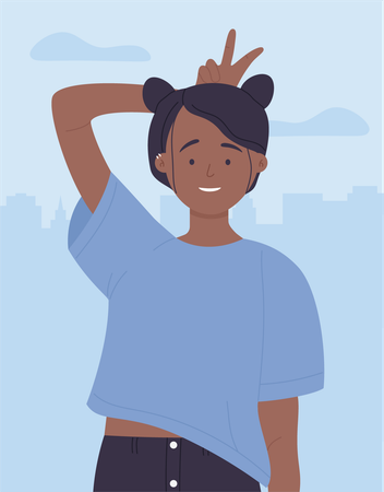 Girl doing funny gesture  Illustration