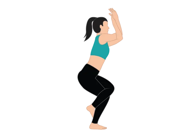 Girl doing Garudasana  Illustration