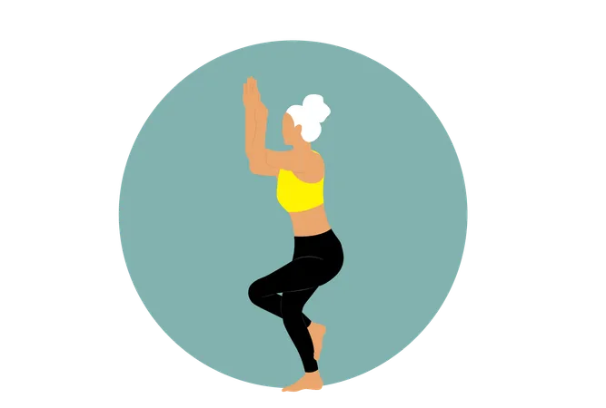 Girl doing Garudasana  Illustration