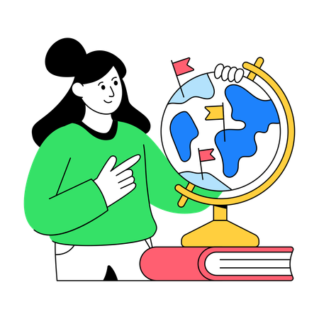 Girl Doing Geography Education  Illustration