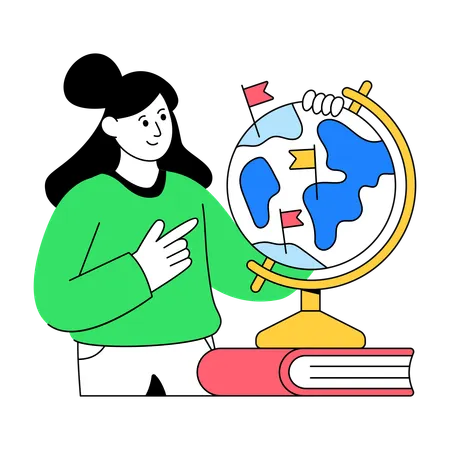 Girl Doing Geography Education  Illustration