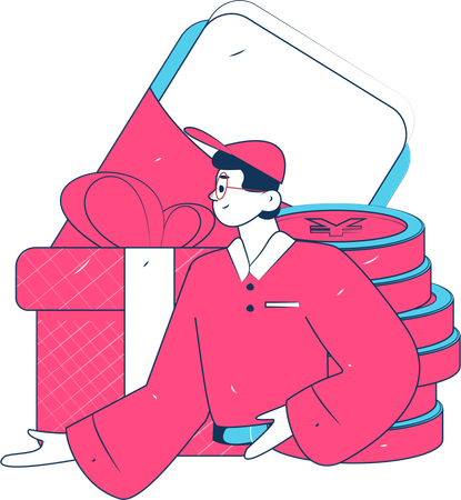 Girl doing gift payment  Illustration