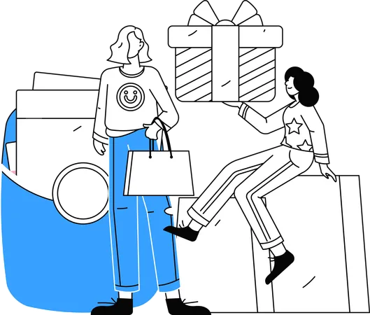 Girl doing gift shopping  Illustration