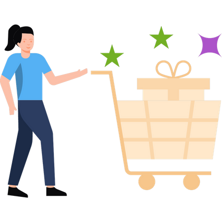 Girl doing gift shopping  Illustration