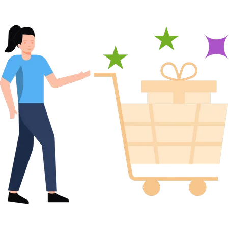 Girl doing gift shopping  Illustration