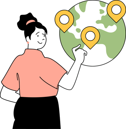 Girl doing global communication  Illustration