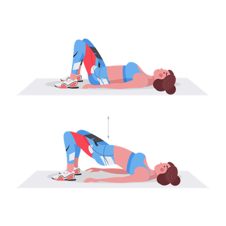 Girl doing Glute bridge  Illustration