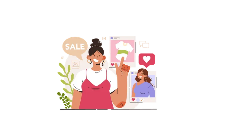 Girl doing Goods and services promotion  Illustration