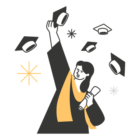 Girl doing Graduation Celebration  Illustration