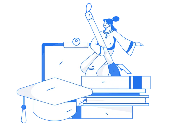 Girl doing graduation study  Illustration