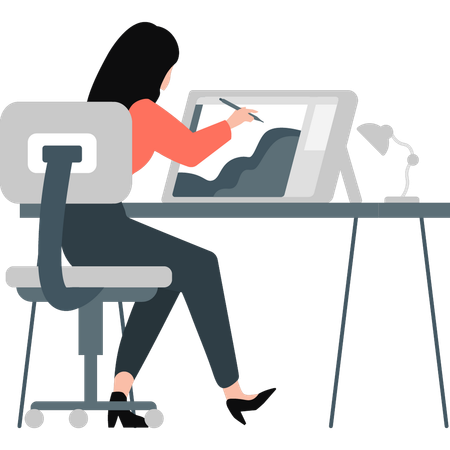 Girl doing graphic design  Illustration