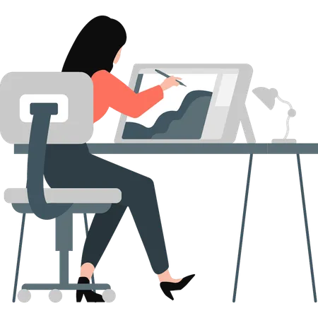 Girl doing graphic design  Illustration