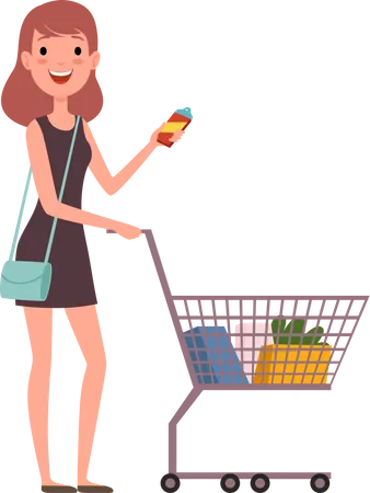 Buyers Retail Supermarket Buyers With Shopping Bags Illustration