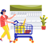 girl doing grocery shopping illustration