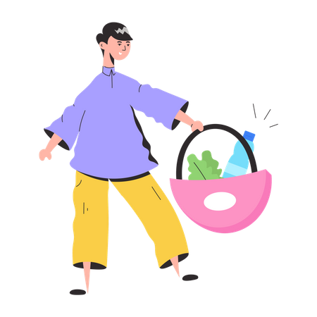 Girl doing Grocery shopping  Illustration