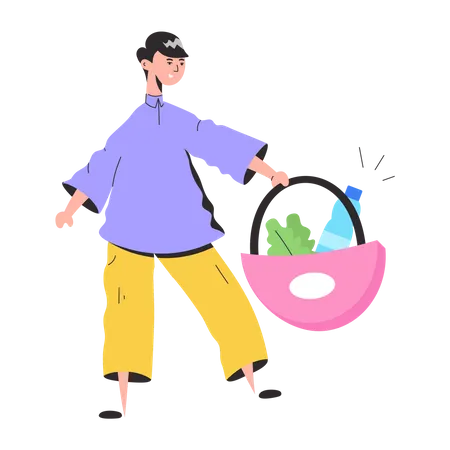 Girl doing Grocery shopping  Illustration