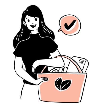 Girl doing grocery shopping  Illustration