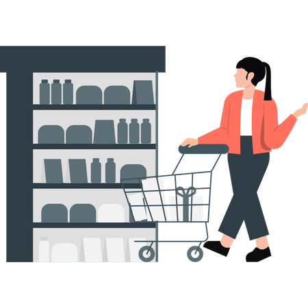 Girl doing grocery shopping  Illustration