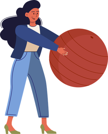 Girl doing gym ball exercise  Illustration