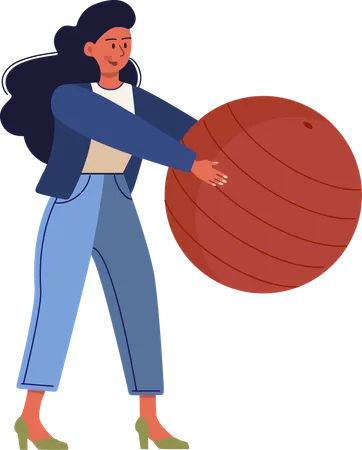 Girl doing gym ball exercise  Illustration
