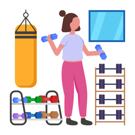 Girl doing gym workout  Illustration