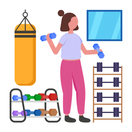 Girl doing gym workout  Illustration