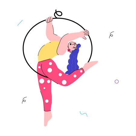 Girl doing Gymnastics  イラスト