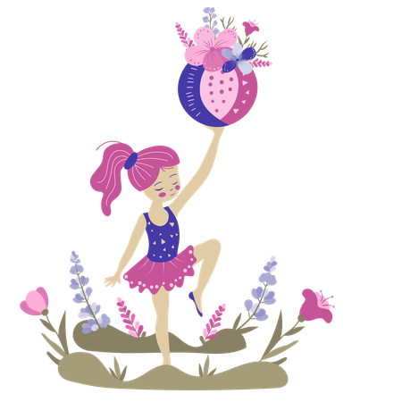 Girl doing gymnastics,  Illustration