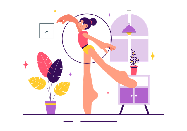 Girl doing Gymnastics with ring  Illustration