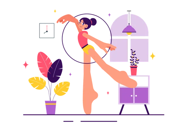 Girl doing Gymnastics with ring  Illustration
